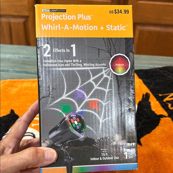 NWOT LED Lightshow Projection Plus Whirl-A-Motion /Colorful Spider Web Theme - Picture 1 of 9